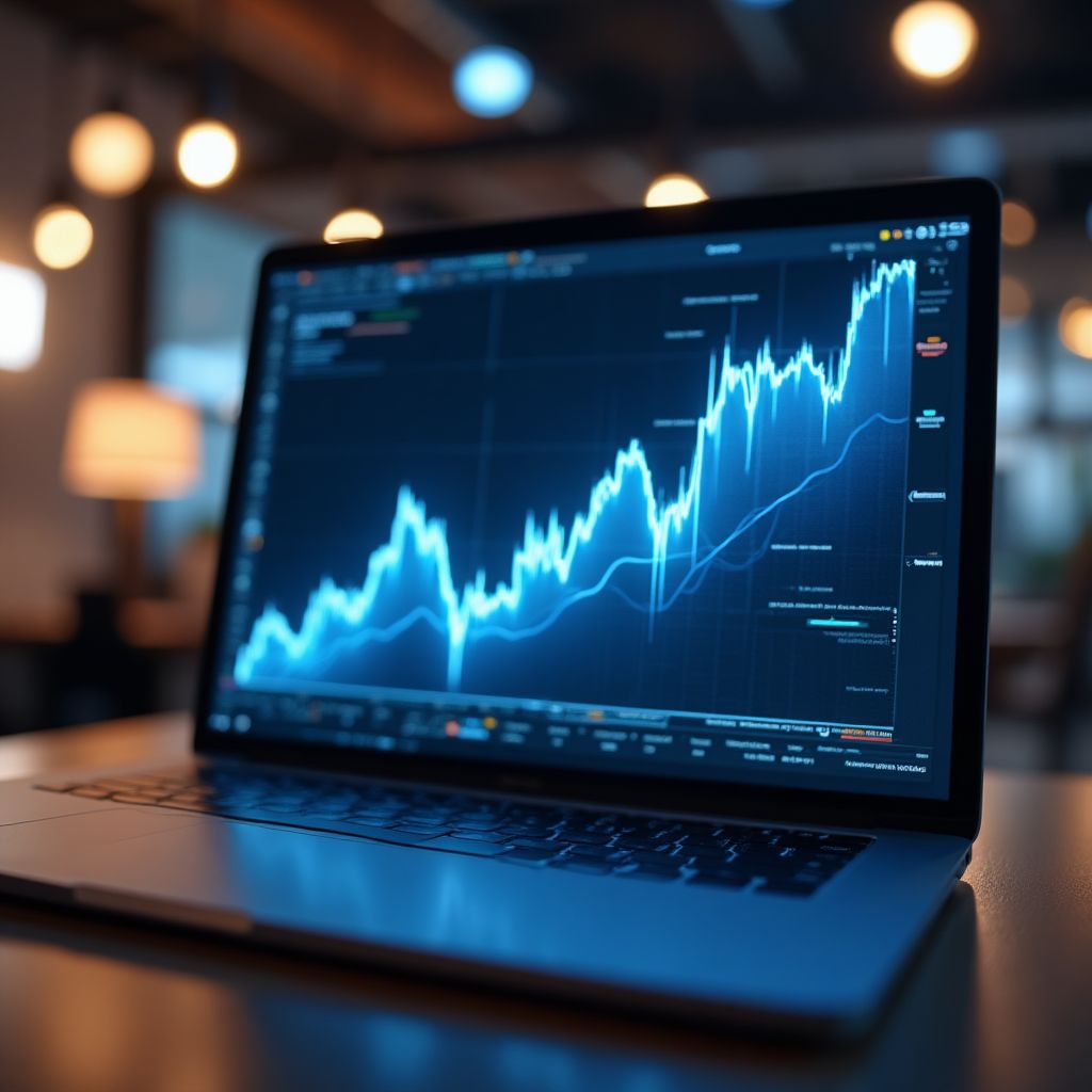 Gráfico de crecimiento de una empresa tecnológica